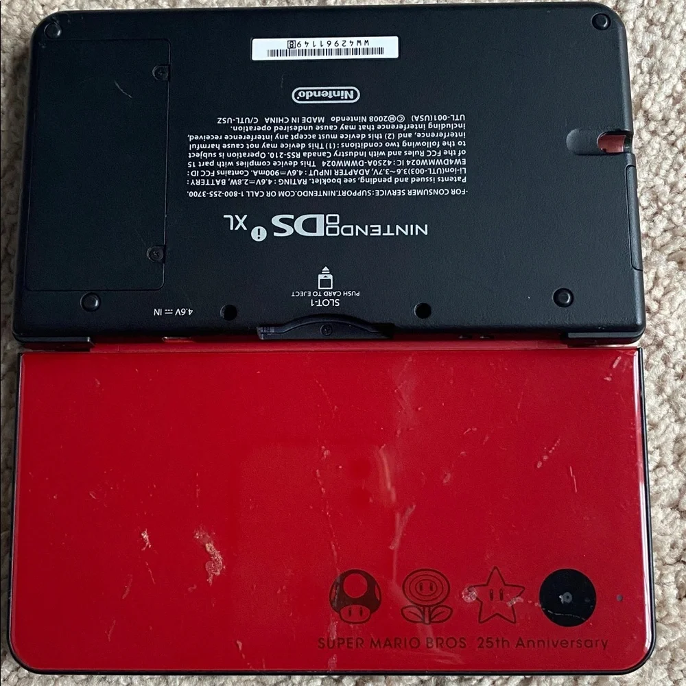 Nintendo DS Lite Crimson Handheld Console Super Mario 25th Anniversary